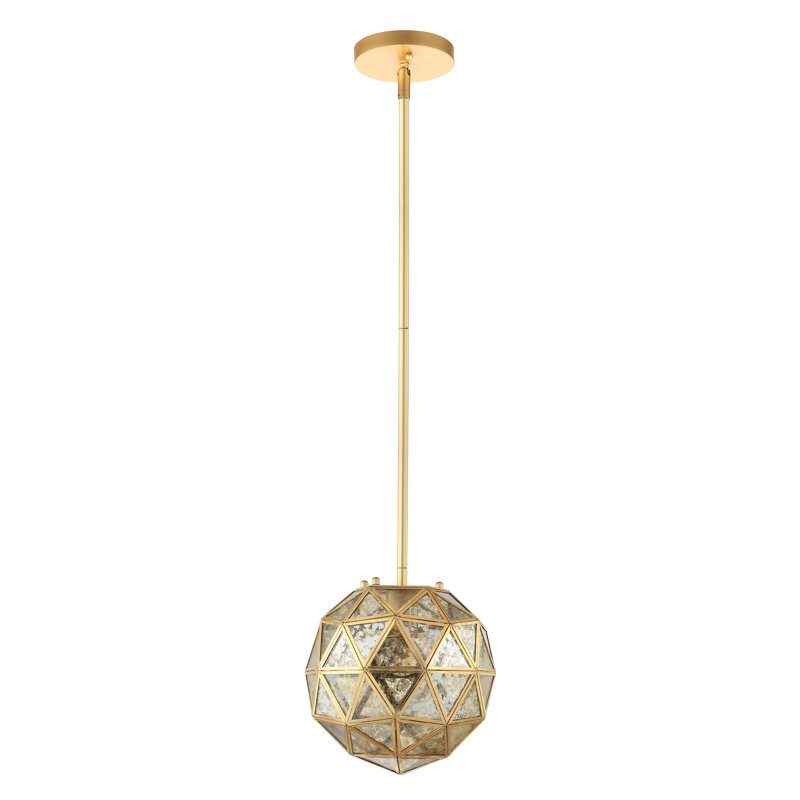 Luminaire suspendu sphère 1 lumière DEL Castleman, Peinture dorée, H 46,5 po