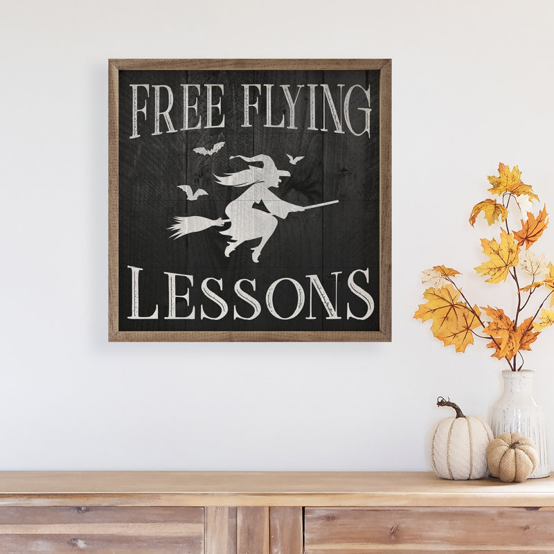 " Free Flying Lessons Witch Black ", 24" H x 24" W x 1" D