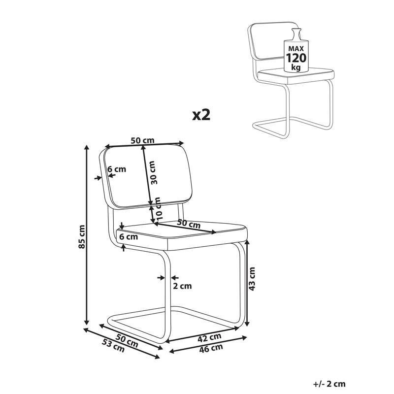 IRWIN 43cm H Upholstered Full Back Side Chair, Off-White