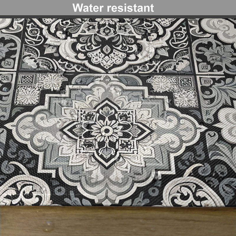 Off White and Dimgray Polyester Moroccan Print Rectangle Placemats Set of 4