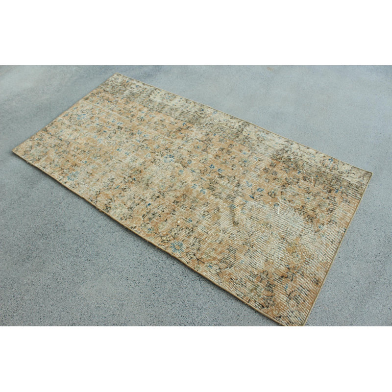 Handmade Turkish Oushak Rug In Small Size With Vibrant Woolen Design Perfect For Entry Spaces