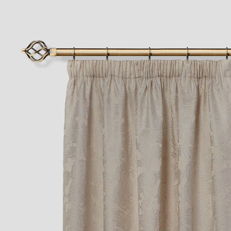 Abeer Adjustable 2cm Single Curtain Pole, 1.2 - 2.1m, Antique Brass