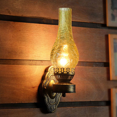 Mtmere Vintage Iron Glass Wall Lamp
