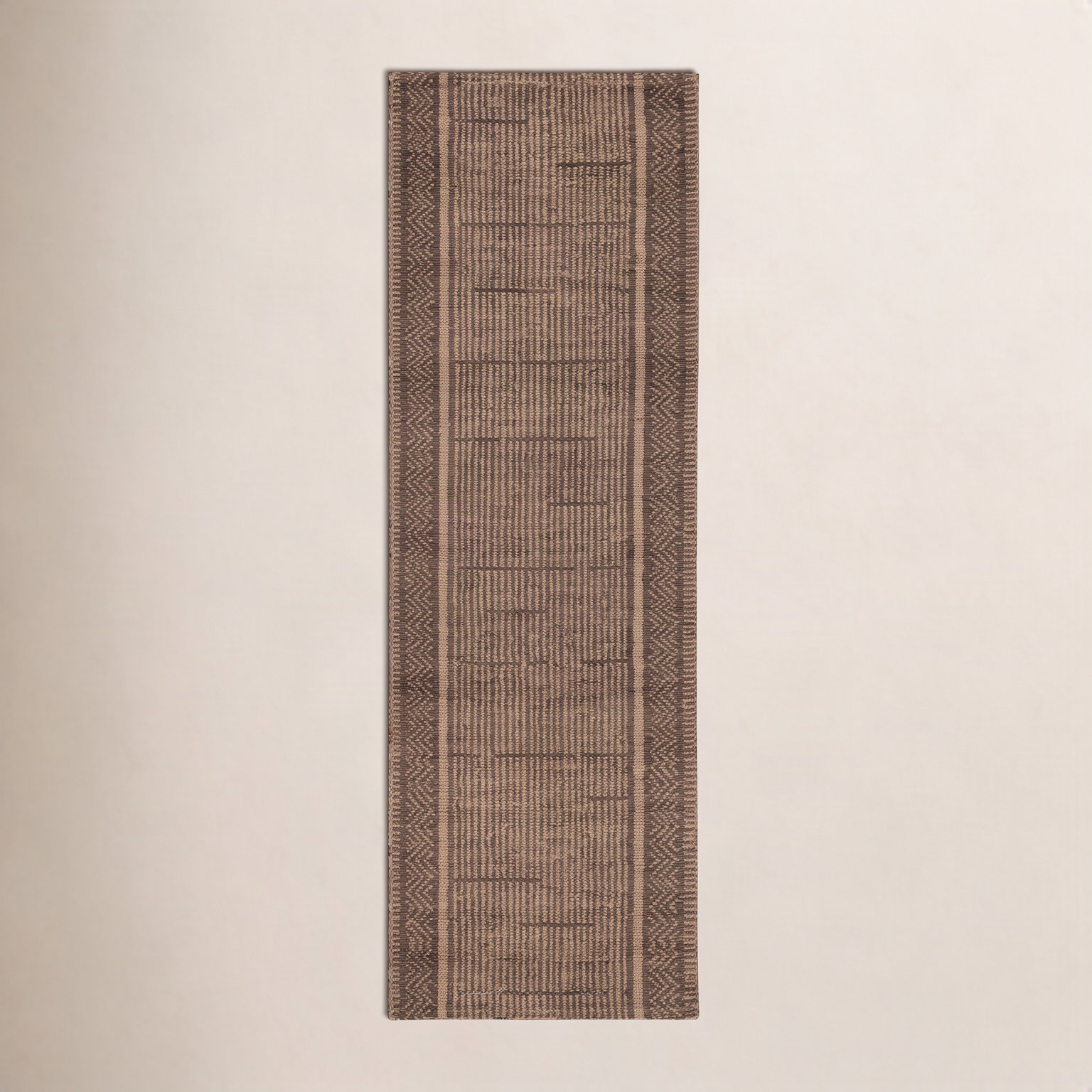Vanna Hand-Knotted Striped Wool Rug, Brown, 2'6x8'