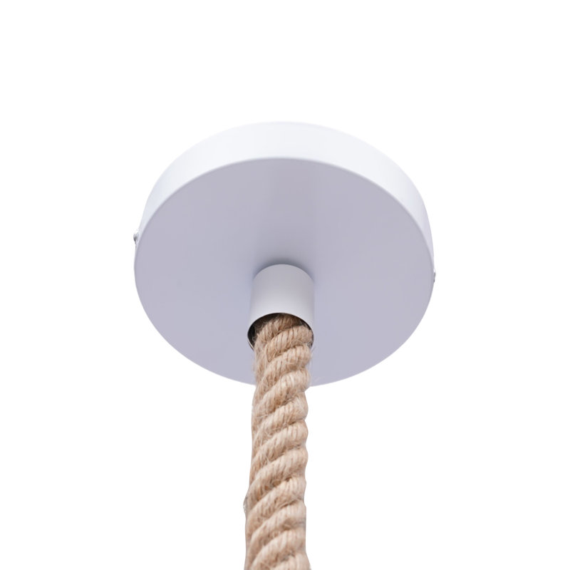 Luminaire suspendu en corde de chanvre et résine, Blanc