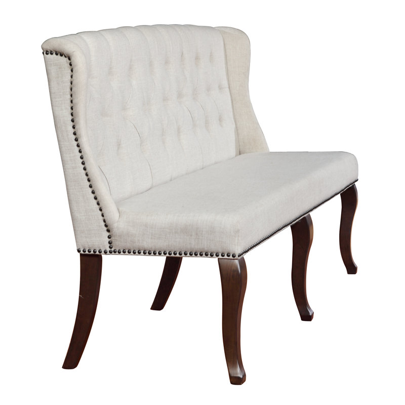 Linen Blend Upholstered Bench