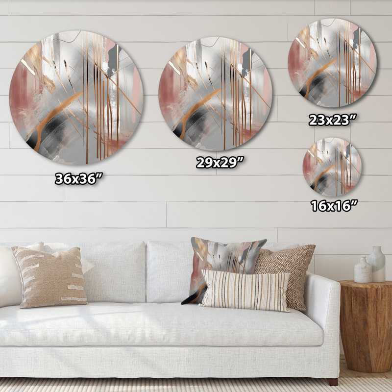 Décoration murale rayures et cercles IV, H 16 po x l 16 po x P 1 po