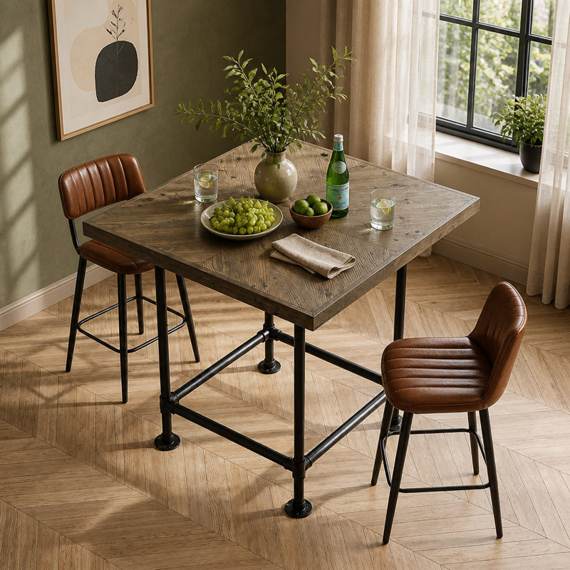 35.4" Square Bar Table, Cocktail Coffee Counter High Top Pub Table