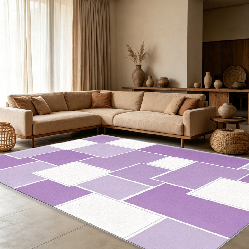 Lavender Mosaic carpet-easy to clean, machine-washable, soft and comfortable; suitable for door mats, kitchens, living rooms, bedrooms, corridors, and laundry areas. Easy to clean, durable carpet for home decoration.