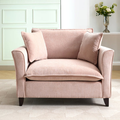 Fauteuil surdimensionné de 46,3 po, tissu chenille, fauteuil confortable et demi-canapé simple avec coussin