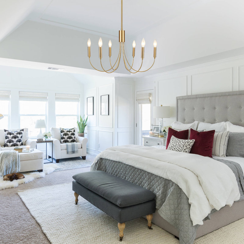 Lustre classique à 6 lumières de style bougie Clerise, Or, 6
