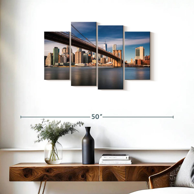 Nicci reliant le pont de Brooklyn, H 22 po x l 36 po