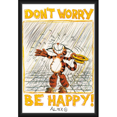  Officially Licensed Don’t Worry, Be Happy - Framed Art Poster - 24 x 36 Inch - Sturdy Engineered Wood Frame with Plexi Glass - Ready to Hang