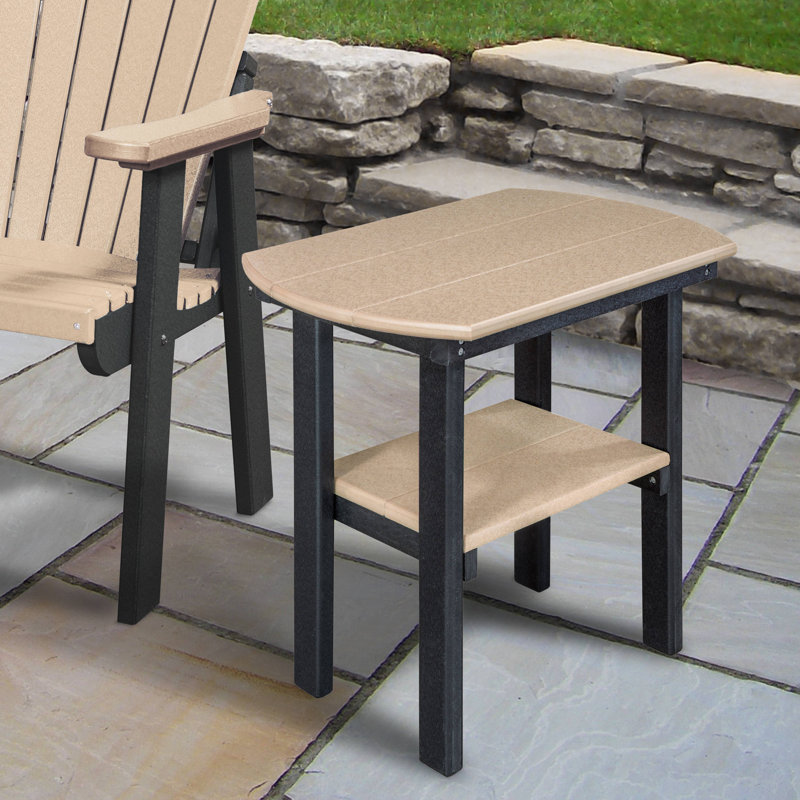 Hubert Oval Outdoor Side Table , 24'' in. W 16'' in. D, Black, Beige