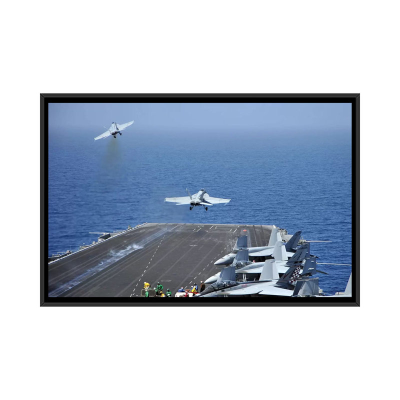 F/A-18F Super Hornets Launch From The Aircraft Carrier USS Enterprise by Stocktrek Images - Gallery-Wrapped Canvas Giclée
