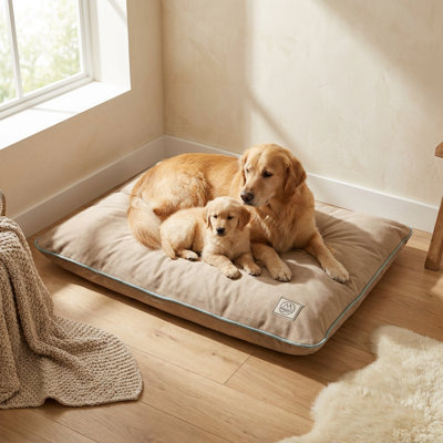 Sanctuary Beige Two-Tone Bolster Lounge Dog Bed