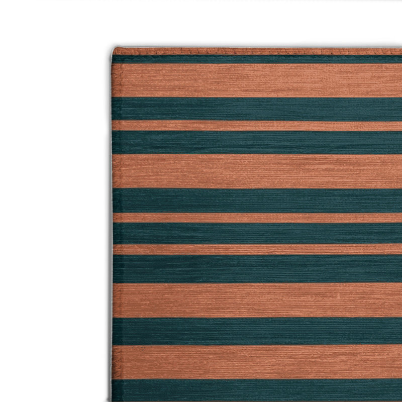 Tapis intérieur / extérieur bleu HorizontalStripes, Rectangulaire 2 pi x 3 pi