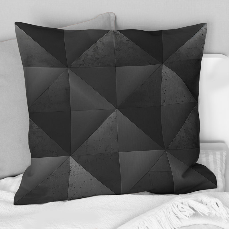 Black Modern Rhombus Pattern III - Modern Throw Pillow, 16"H x 16"W