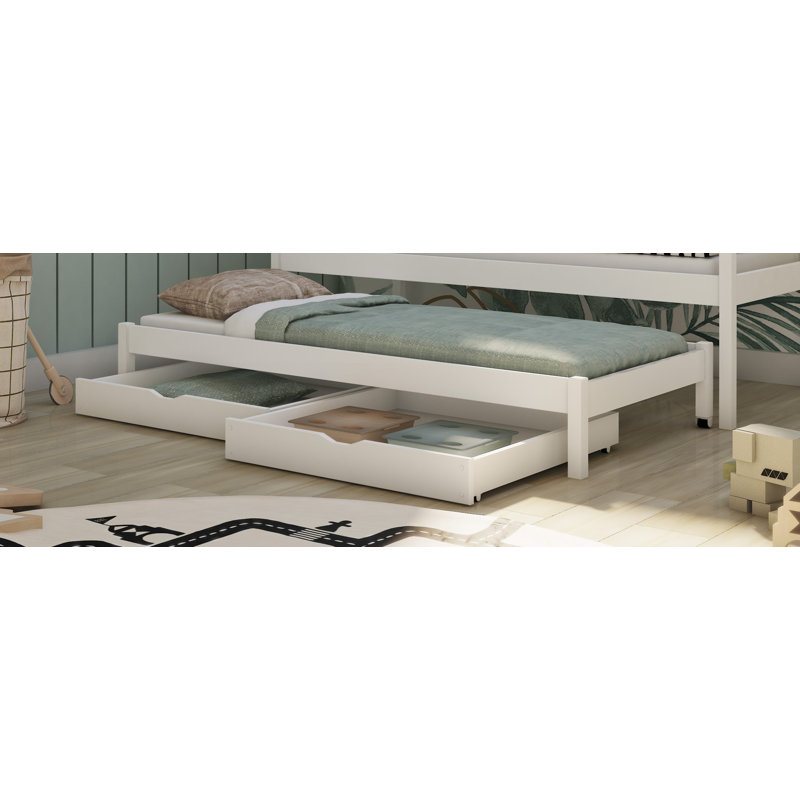 Aleena Bunk Bed with Storage Included with Built-in Ladder Included with Trundle Included, Graphite