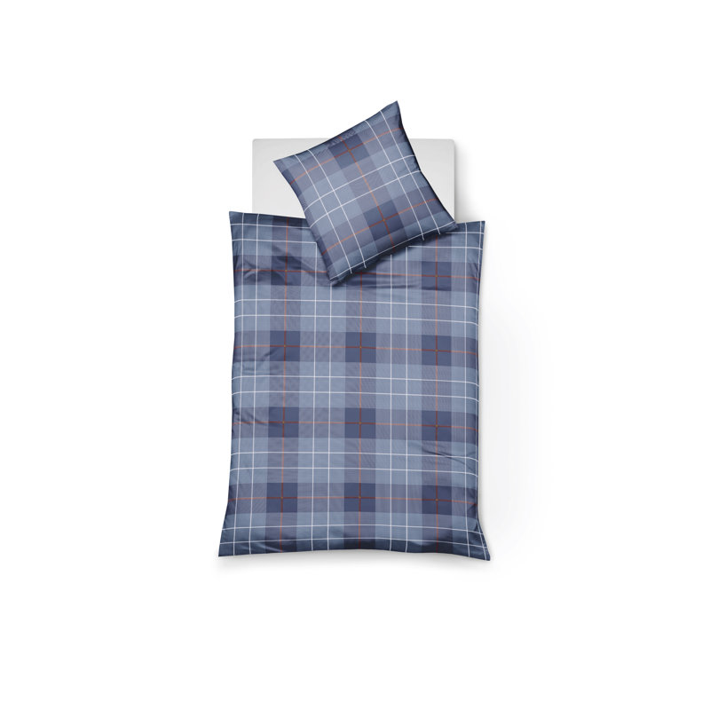 Lech Reversible Duvet Cover Set, Blue, 155 x 200 cm - 1 Pillowcase (80 x 80 cm)
