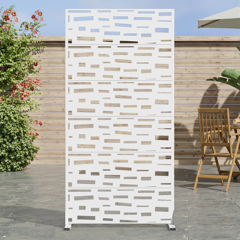 Panneau de clôture en métal pour l'extérieur, H 72 po x l 35 po x P 16 po, Blanc