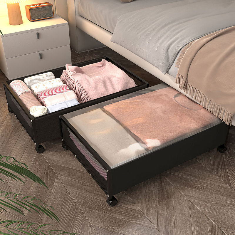 Nadelyn Underbed Storage Container with Wheels Dust Cover