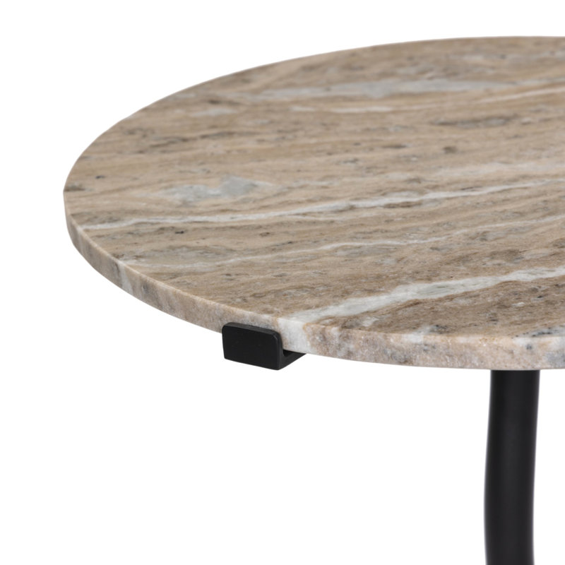 SOPHIE Marble End Table, Beige Top/Black Base