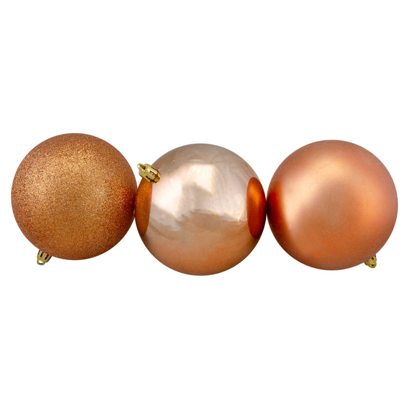 Boules de Noël incassables à 3 finitions, Argent / orange
