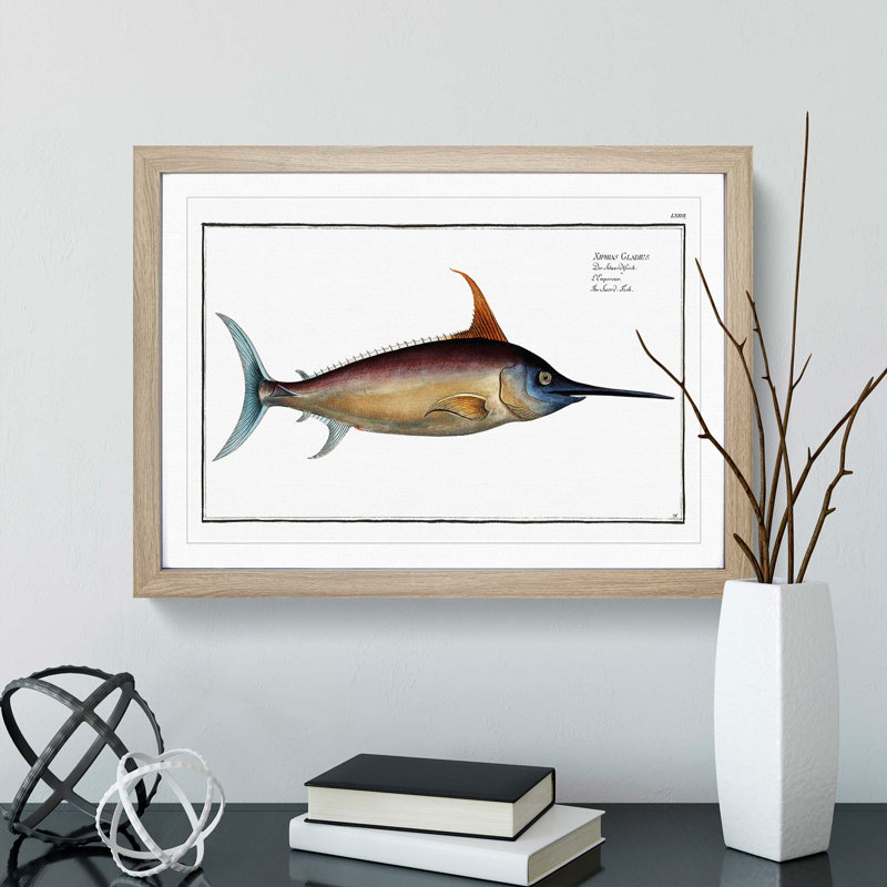 Swordfish - Picture Frame Art Prints, 27cm H x 36cm W x 2cm D, Oak Framed