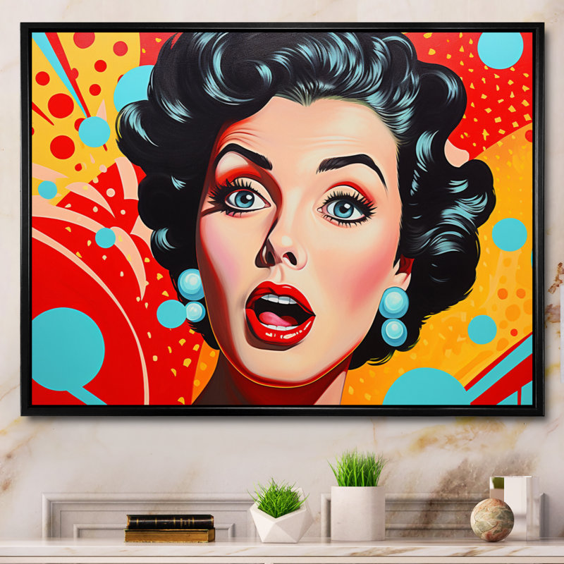 Pop Bubble Retro Portrait I, H 24 po x l 32 po x P 1 po, Cadre flottant noir