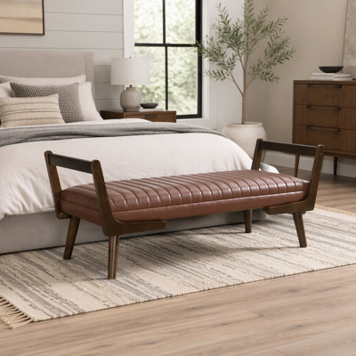 Banc Mid-Century, repose-pieds avec repose-pieds