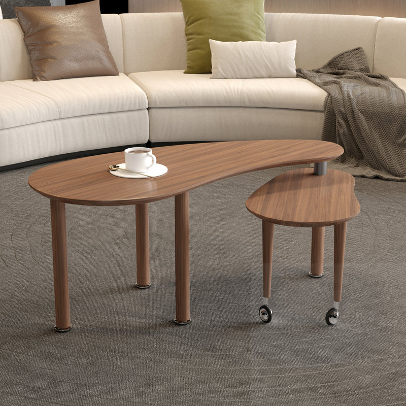 Table basse avec petite table rotative, Walnut