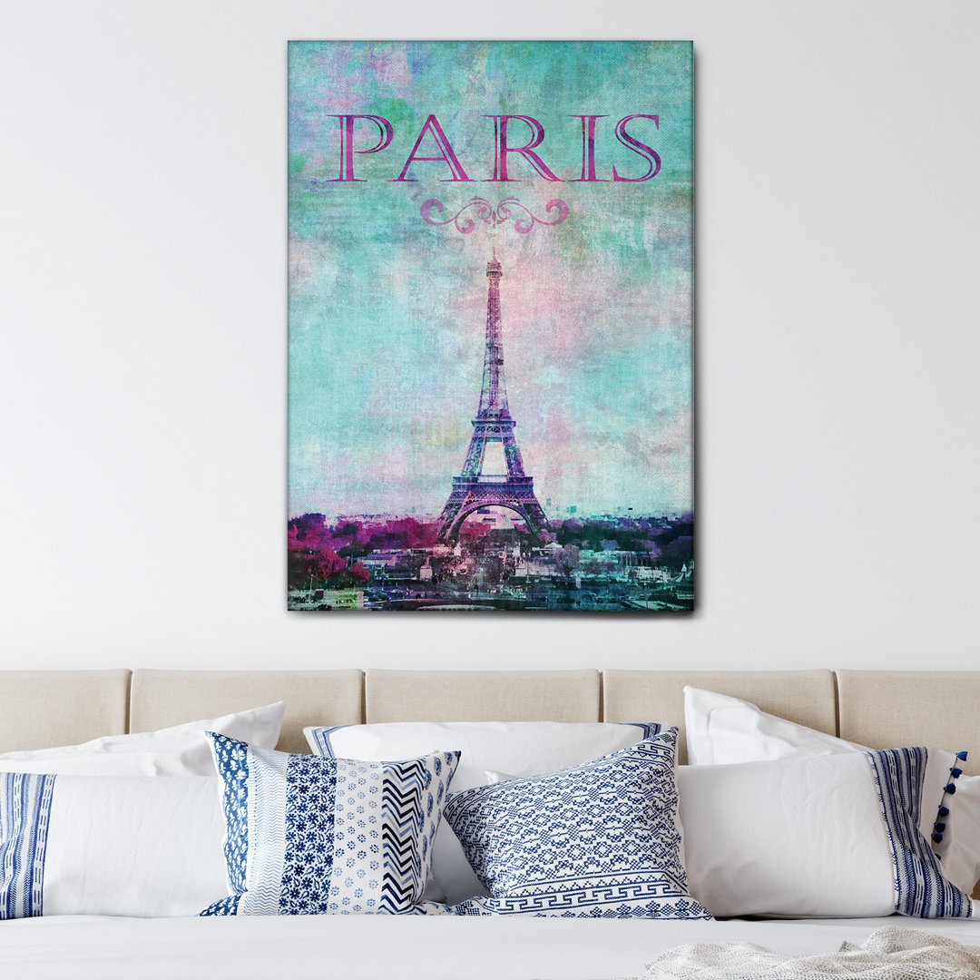 Leinwandbild Parigi Torre Eiffel Magenta von Andreas Stridsberg