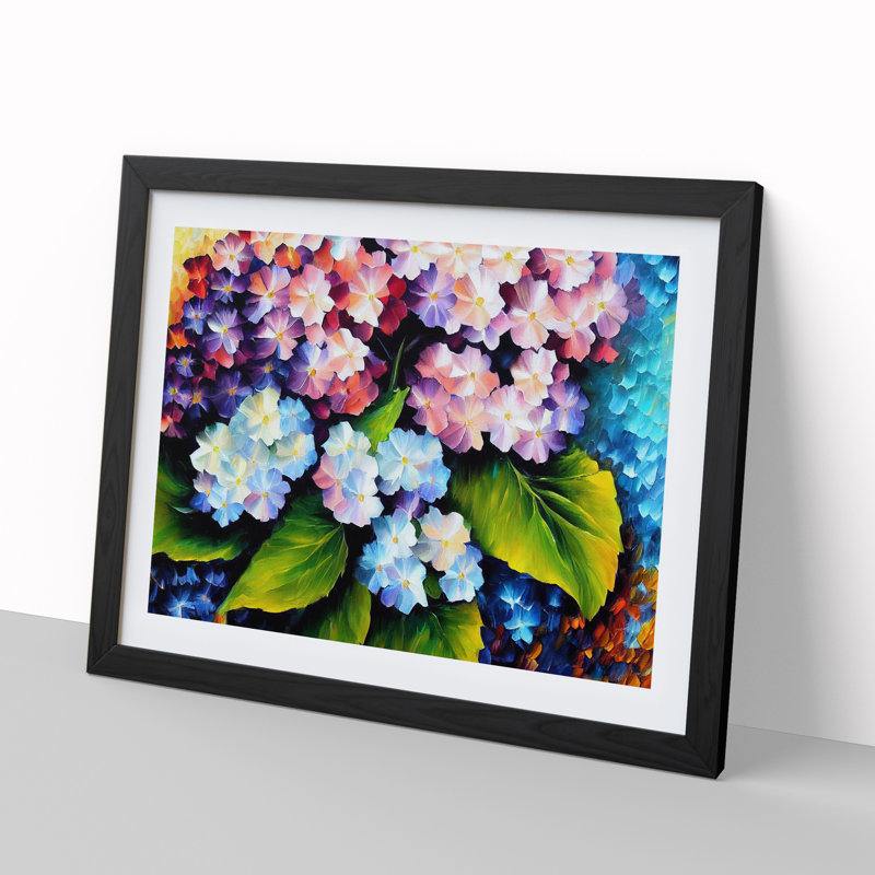 Hydrangea Flowers Vol.2 - Picture Frame Painting, Black, 46cm H x 64cm W x 2cm D
