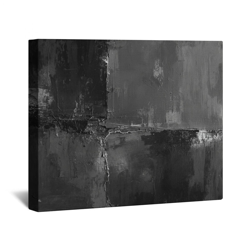 Toile de galerie abstraite monochrome texturée en plusieurs tailles, 24 po x 36 po