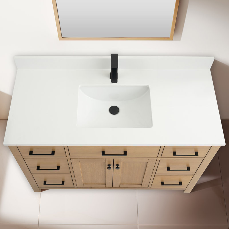 Jacklyn 49" White Oak Freestanding Bath Vanity with Ceramic Basin