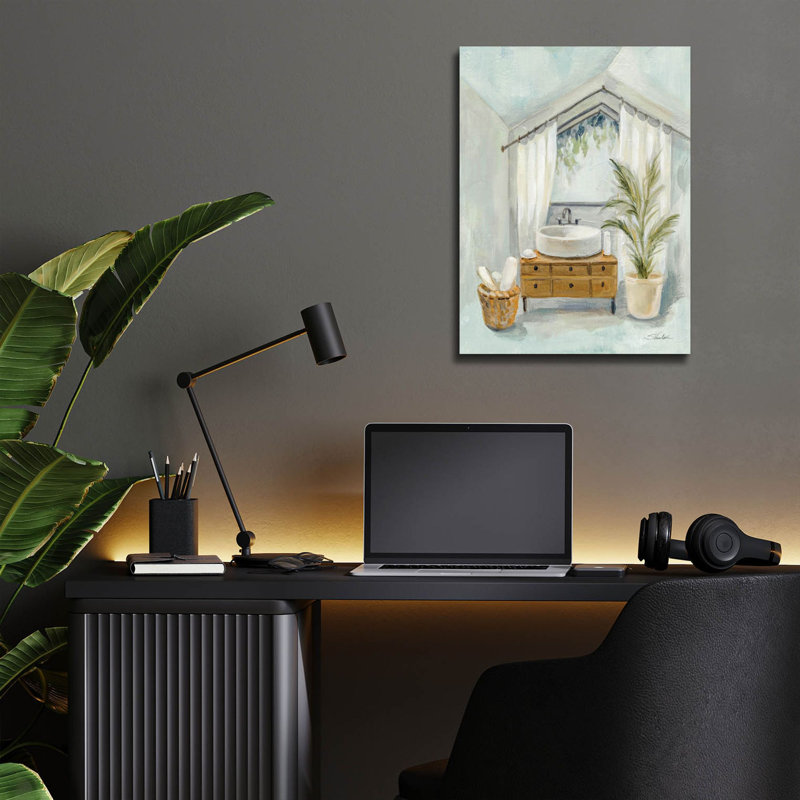 Art mural en verre acrylique 12 po x 16 po «Bathroom In The Attic 2» par Silvia Vassileva