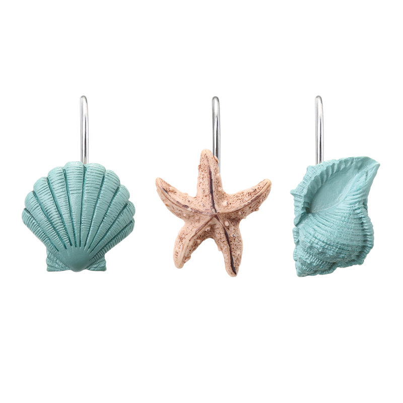 12 crochets de rideau de douche 12 pièces, Bleu