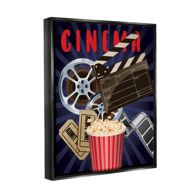 " Cinema Movie Reel Popcorn Entertainment Sign " by Yvonne Coleman Burney