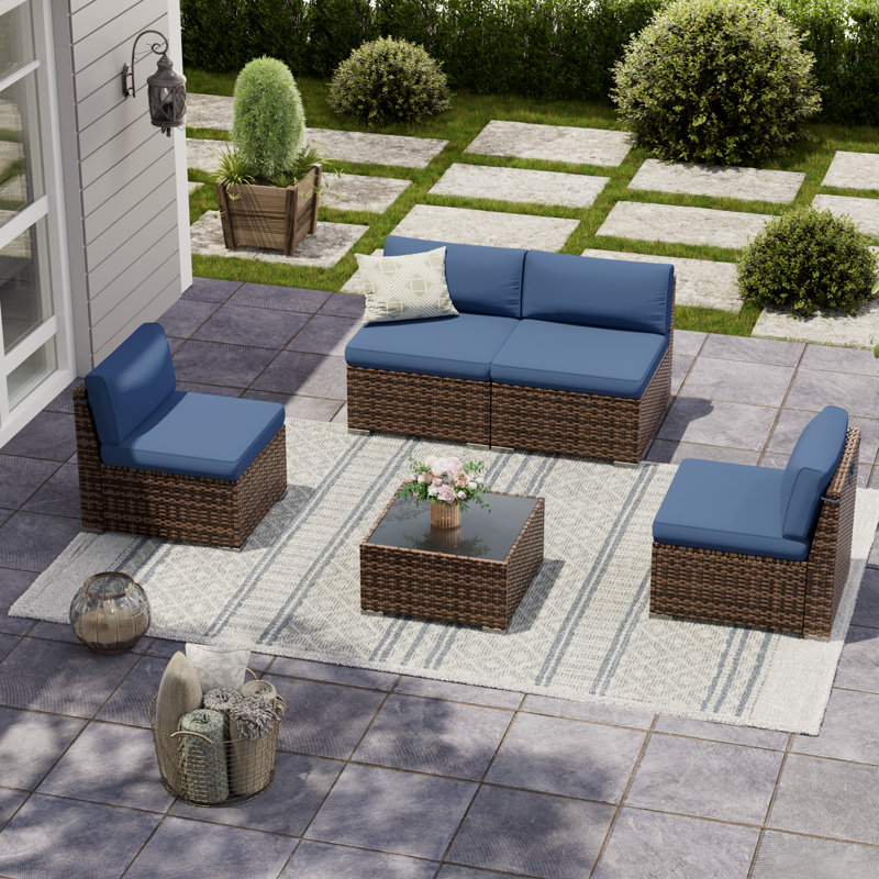 4 - Person Patio Conversation Sets With Cushions, Navy