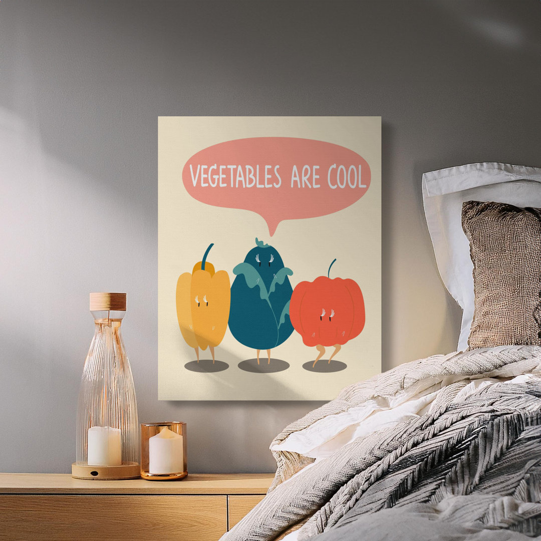Vegetables Are Cool Canvas Wall Art, Cute Playful Kitchen Decor, Ready To Hang, Archival Quality Print, Modern Statement Piece