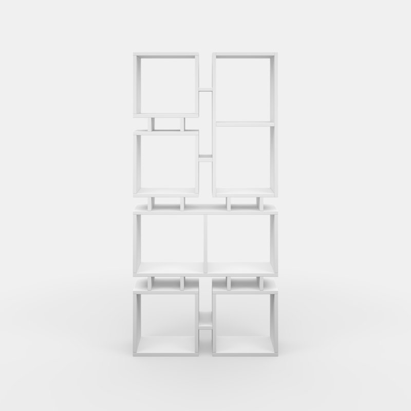 Fennell Geometric Bookcase, White