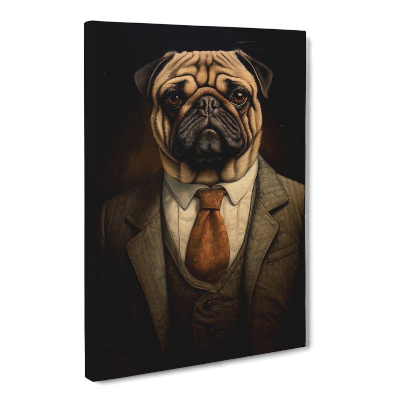 Pug In A Suit Painting No.3 - Wrapped Canvas