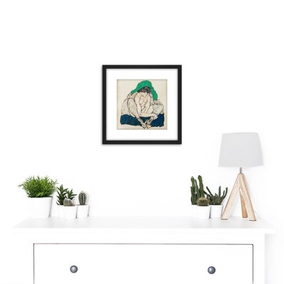 Crouching Woman With Headscarf by Egon Schiele - Single Picture Frame Painting