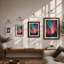 Aurora Over Silent Forest Scandinavian - Framed Print-382202977-382202982
