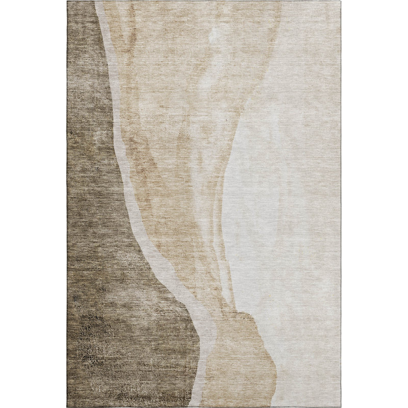 Premium Machine Washable Prisco Brown Rug, Rectangle 2'6" x 3'10"