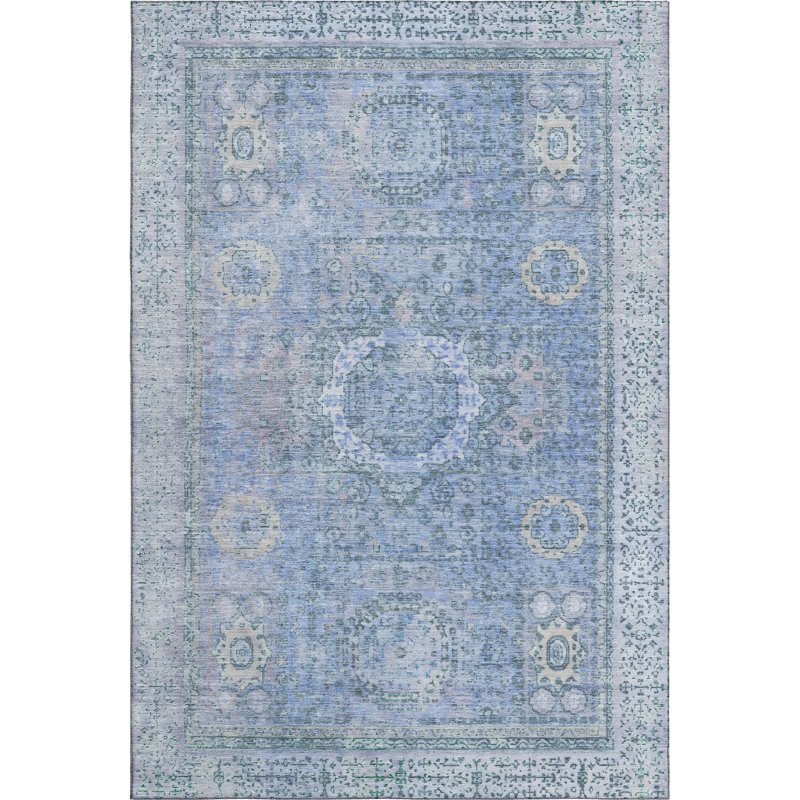 Premium Machine Washable Lubbers AMF1740 Border Rug, Rectangle 5' x 7'6"