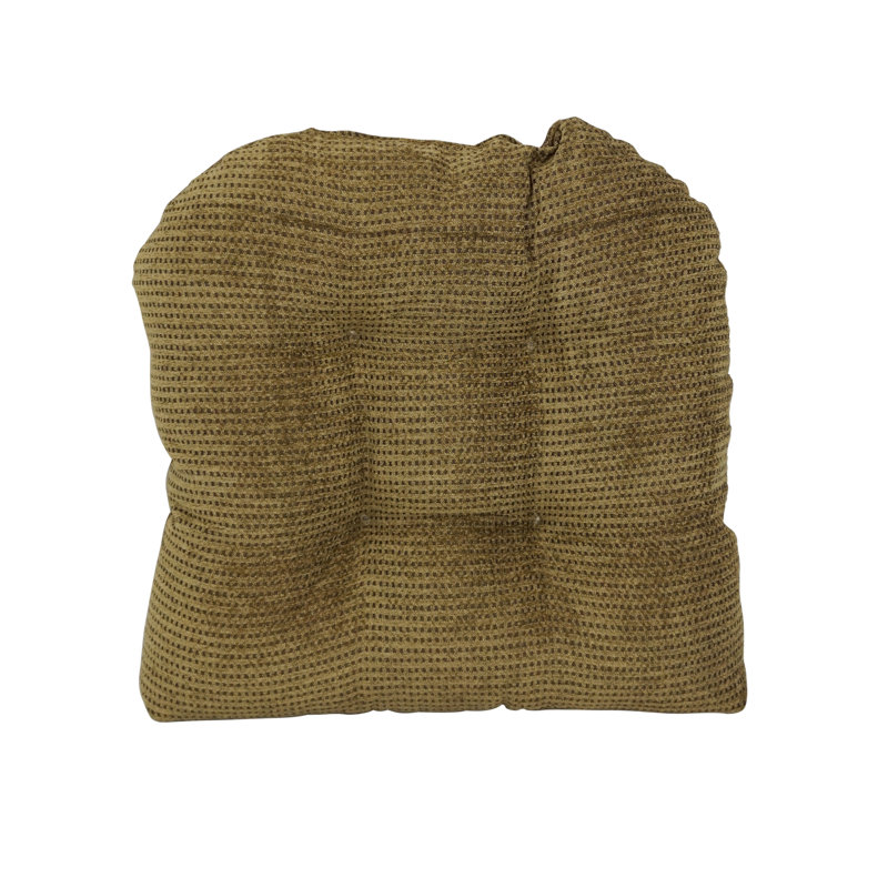 19-Inch Rounded Back Jacquard Chenille Chair Cushion, Brown Dots