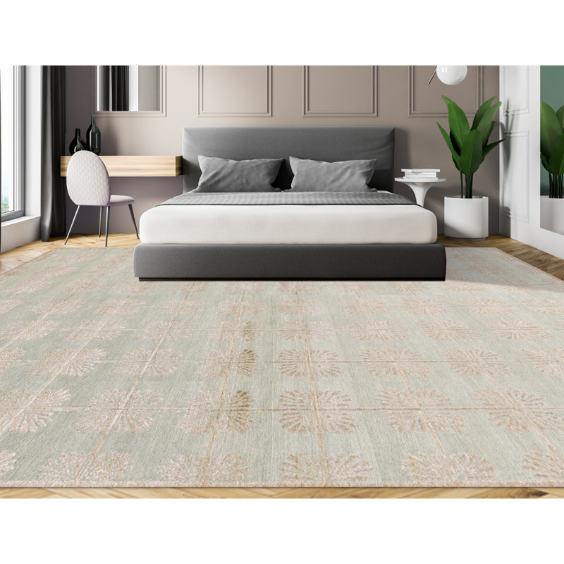 Windsom Geometric Area Rug in Light Green, Rectangle 6'2" x 9'2"