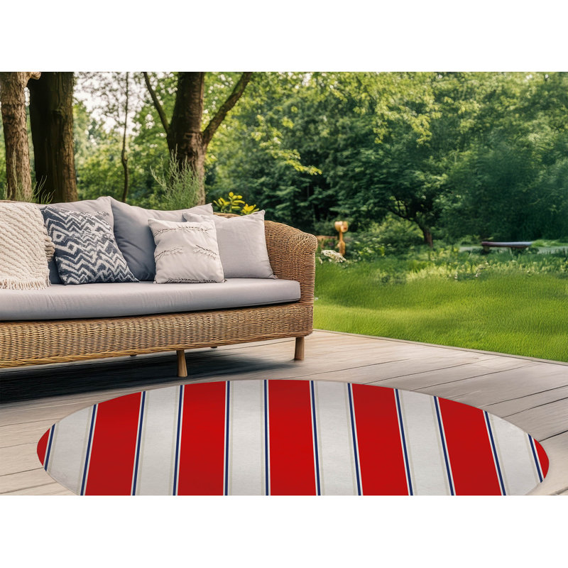 Tapis d'extérieur à rayures Cabana, Rond 5 pi